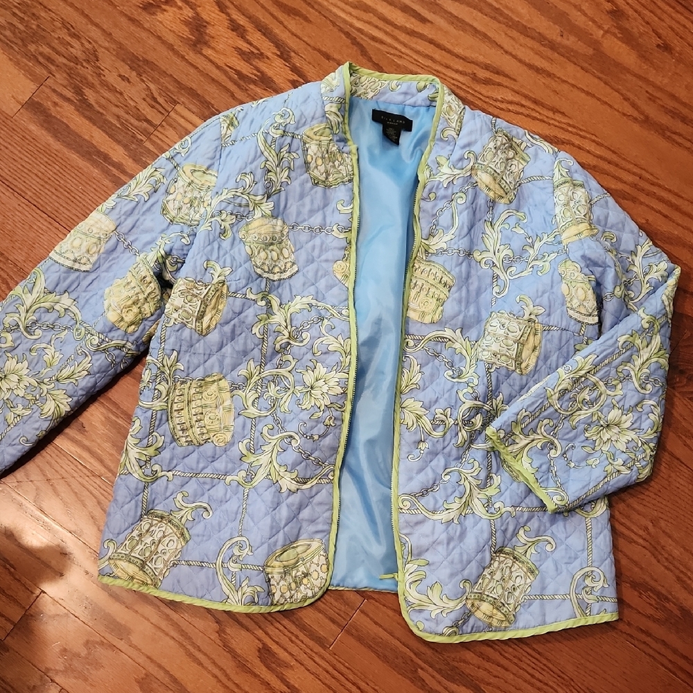 SilkLand Blue Blazer with Quilted Design